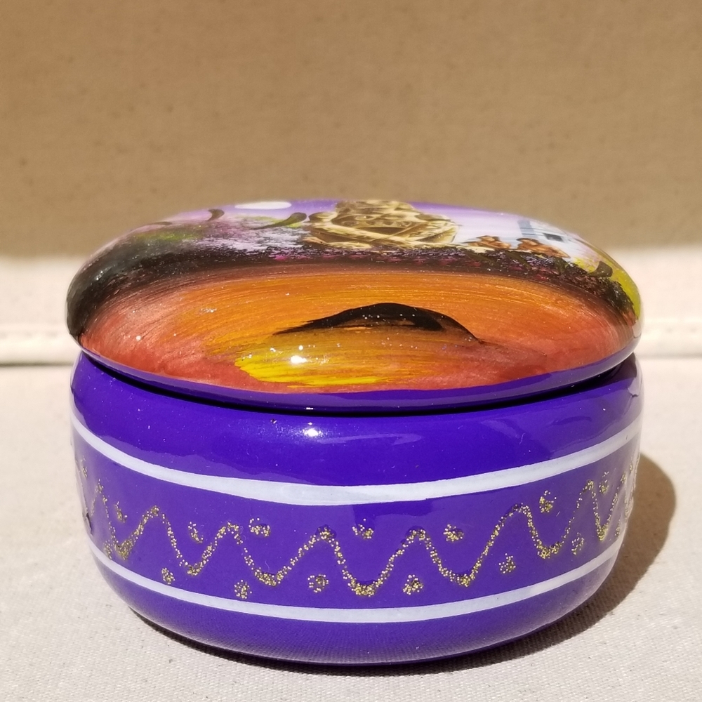 ✅NWT Rare Mexico Handpainted Aztec Pottery Box Vintage Collectible Handmade 1124 - Picture 3 of 9